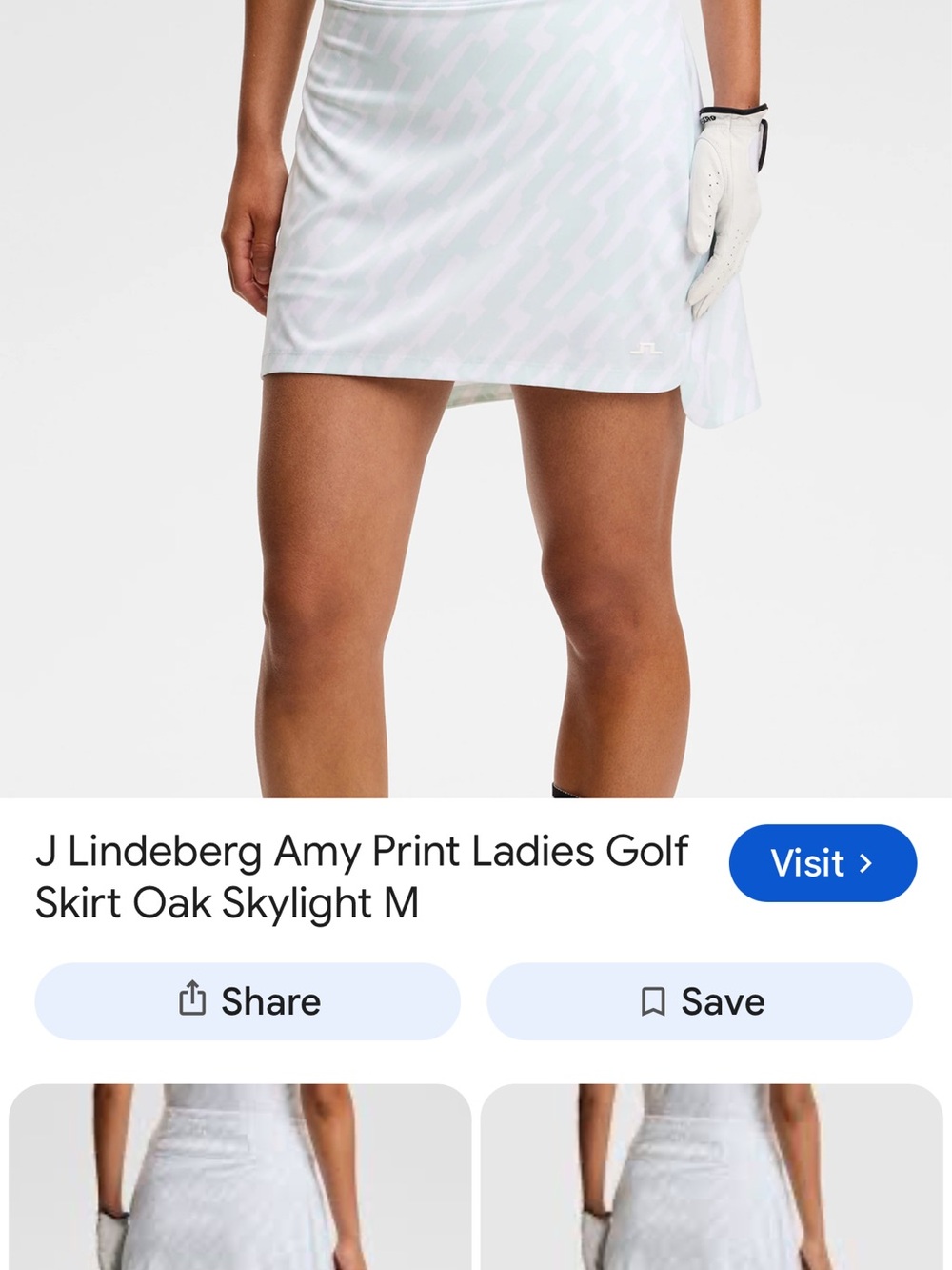 J.Lindeberg White and Pale Pink Printed Golf Skort